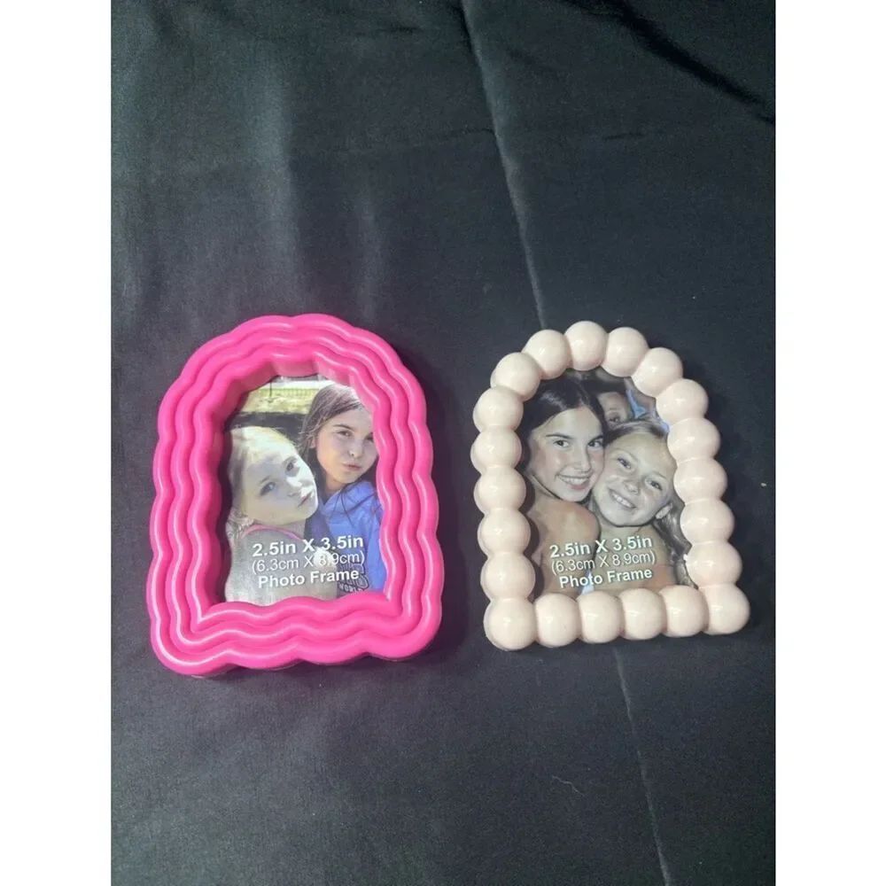 New Set of 2 Small Decorative Photo Frames - Pink & Light Pink